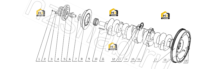 Crankshaft thrusting piece