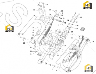 Pin, suspension walking beam