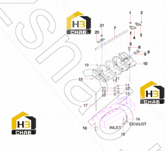 Shaft, rocker arm