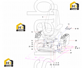 Adjuster, guide rail, seat