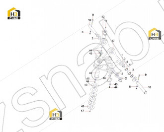 Brace piece axial pin