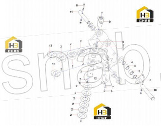 Brace piece axial pin